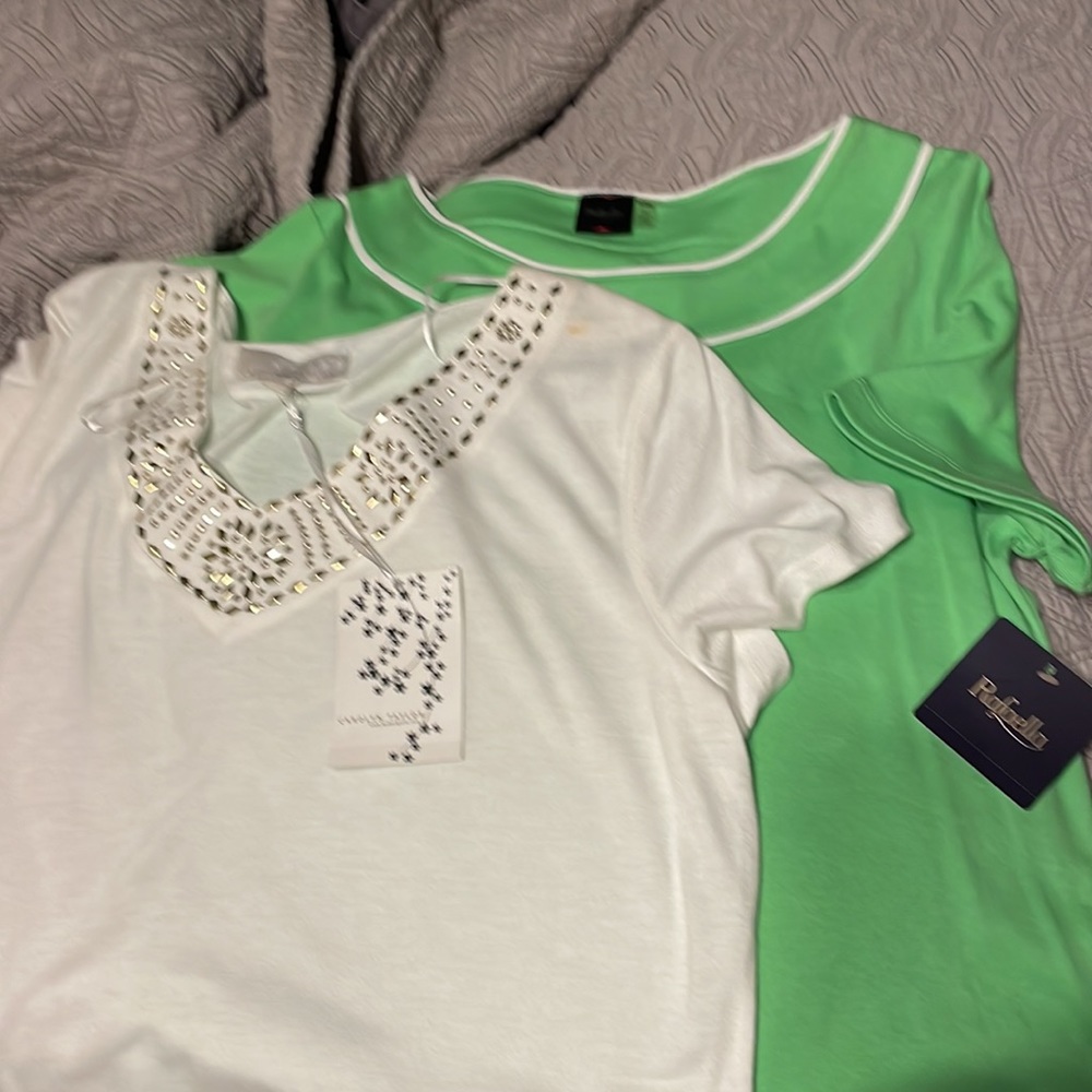 Rafaela and Carolyn Taylor both XL ladies NWT shirts 15.00 for both!